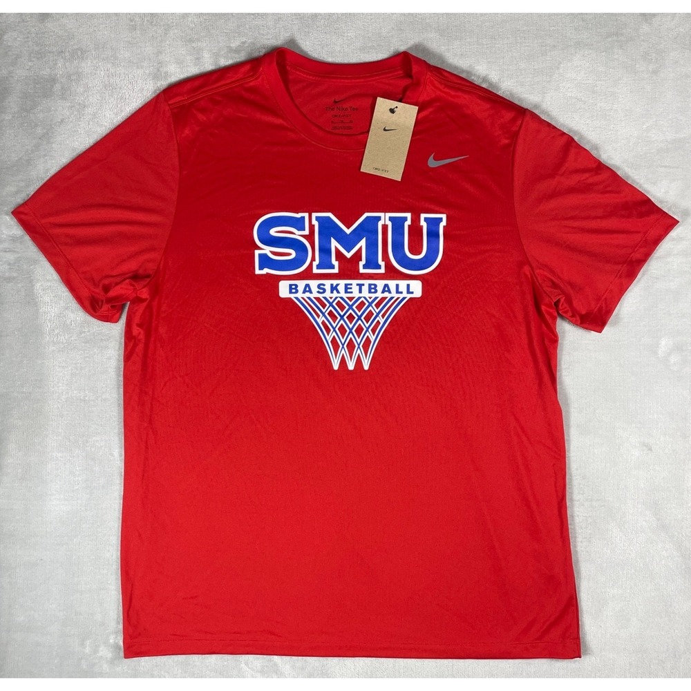 SMU Mustangs Nike Dri-Fit T Shirt Men's XL Red Basketball Athletic Tee NWT